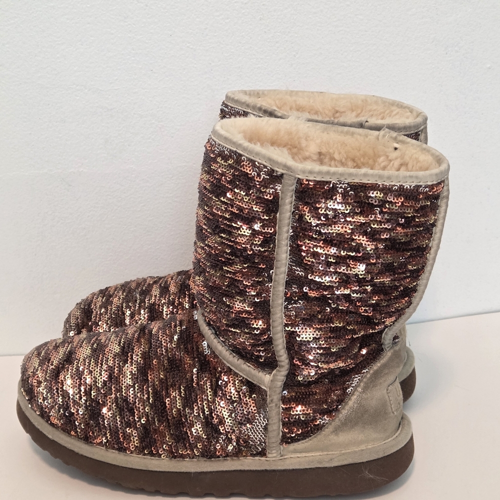 UGG Gold Sequin Classic Short Boots - Picture 7 of 16